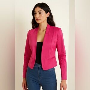 Worthington Pink Cropped Blazer with Fitted Silhouette